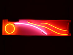 circle and swish neon hire sign