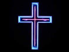 neon crucifix to hire