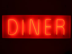 red neon diner sign to hire