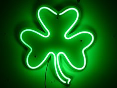 shamrock sign, neon four leaf clover