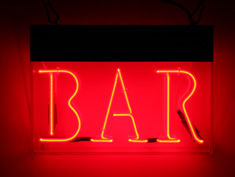 red neon bar sign for hire
